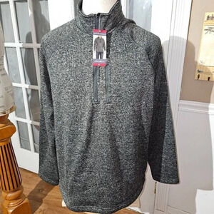 NWT Eddie Bauer Mens Heathered Gray Forged Iron 1/4 Zip Pullover Sweater‎ XL